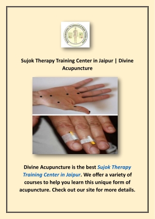 Sujok Therapy Training Center in Jaipur | Divine Acupuncture