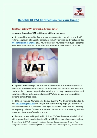 Benefits Of VAT Certification For Your Career