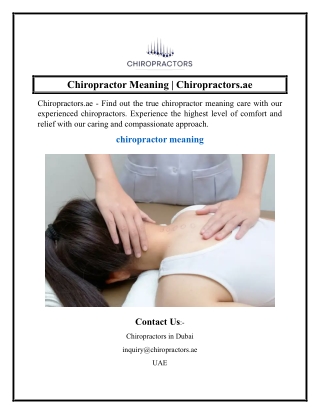 Chiropractor Meaning  Chiropractors.ae