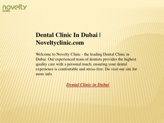 Dental Clinic In Dubai  Noveltyclinic.com