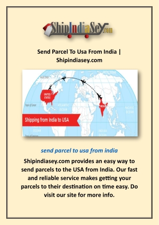 Send Parcel To Usa From India | Shipindiasey.com