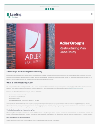 Adler Group’s Restructuring Plan Case Study