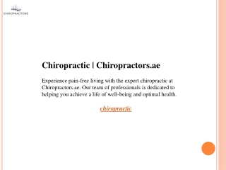 Chiropractic  Chiropractors.ae