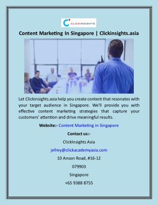 Content Marketing In Singapore  Clickinsights.asia