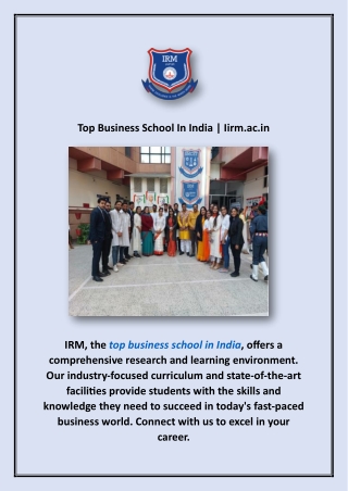 Top Business School In India | Iirm.ac.in