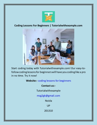 Coding Lessons For Beginners  Tutorialwithexample