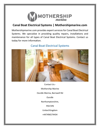 Canal Boat Electrical Systems  Mothershipmarine.com