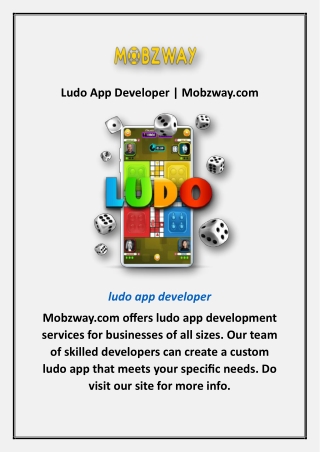 Ludo App Developer | Mobzway.com