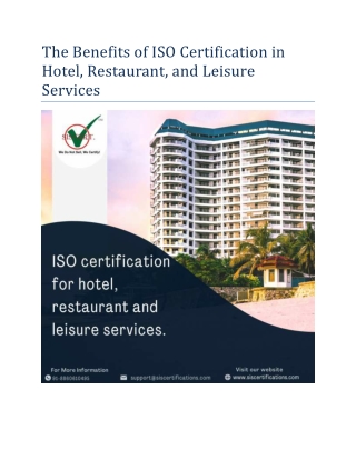 The Benefits of ISO Certification in Hotel, Restaurant, and Leisure Services