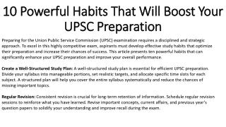 10 Powerful Habits That Will Boost Your UPSC Preparation