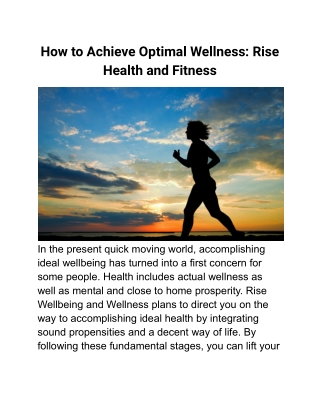 How to Achieve Optimal Wellness_ Rise Health and Fitness