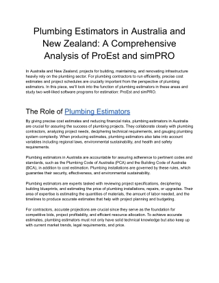 Plumbing Estimators in Australia and New Zealand_ A Comprehensive Analysis of ProEst and simPRO
