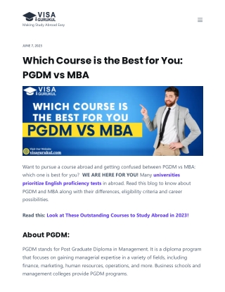 PGDM vs MBA with Visa Gurukul