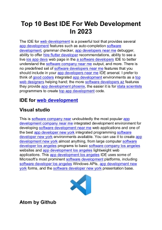 Top 10 Best IDE For Web Development In 2023