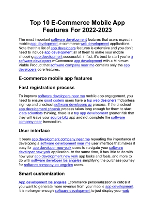Top 10 E-Commerce Mobile App Features For 2022-2023