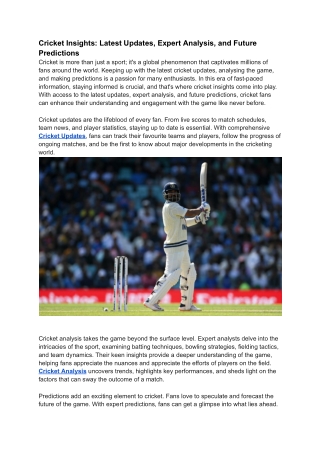 _Cricket Insights_ Latest Updates, Expert Analysis, and Future Predictions