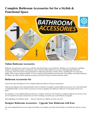 Complete Bathroom Accessories Set for a Stylish & Functional Space