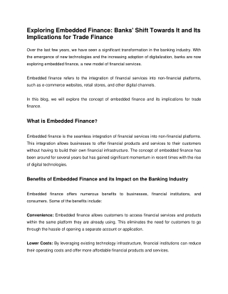 Exploring Embedded Finance_ Banks' Shift Towards It and Its Implications for Trade Finance