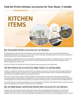 Find the Perfect Kitchen Accessories for Your Home