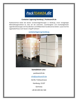 Container Lagerung Hamburg | Packteam24.de