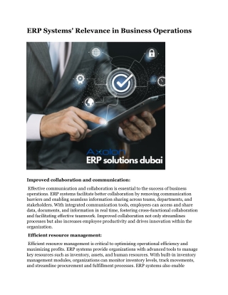 ERP Systems' relevance in Business Operations