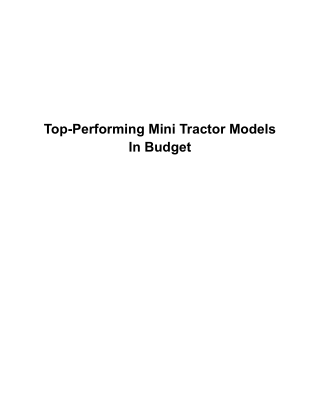 Top-Performing Mini Tractor Models In Budget