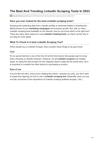 The Best And Trending LinkedIn Scraping Tools In 2023