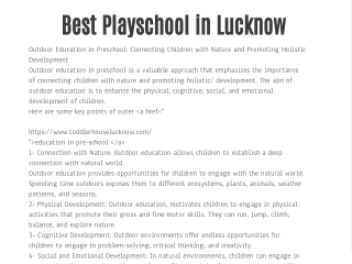 Playgroup in Lucknow