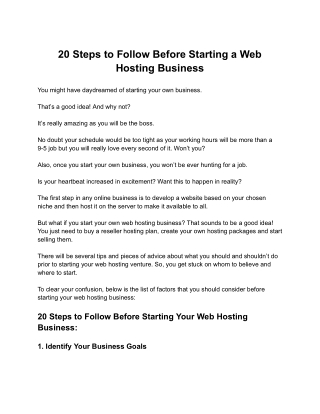 How To Start a Web Hosting Business in 20 Steps