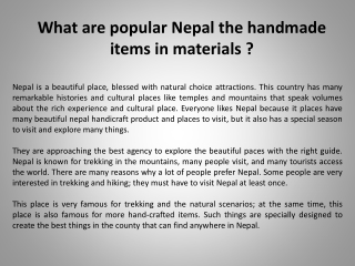 What are popular Nepal the handmade items in materials