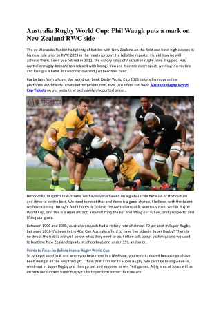 Australia Rugby World Cup Phil Waugh puts a mark on New Zealand RWC side