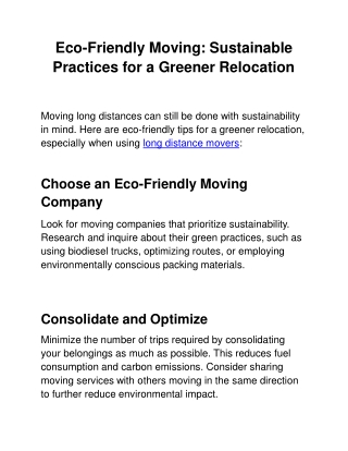 Eco-Friendly Moving