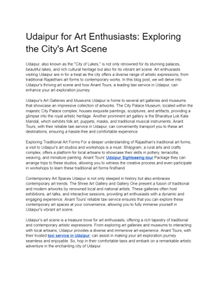 Udaipur for Art Enthusiasts_ Exploring the City's Art Scene
