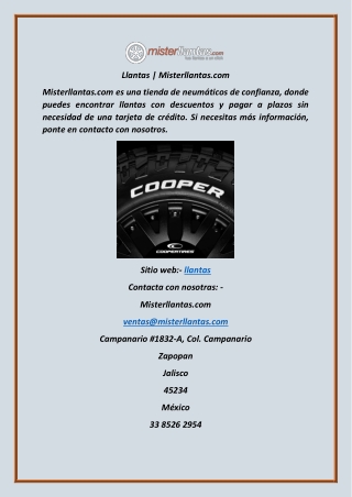 Llantas | Misterllantas.com