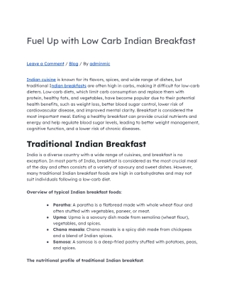 Fuel Up with Low Carb Indian Breakfast