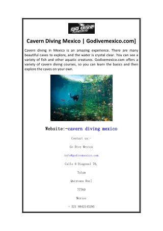 Cavern Diving Mexico  Godivemexico.com