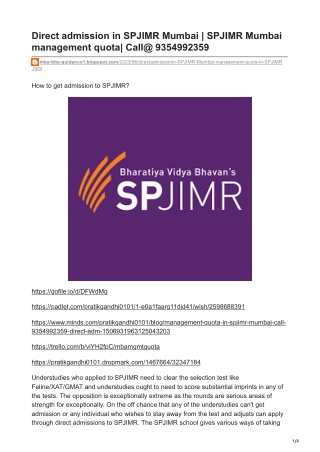 SPJIMR Mumbai management quota-mba-bba-guidance1.blogspot.com-Direct admission in SPJIMR Mumbai   Call 9354992359