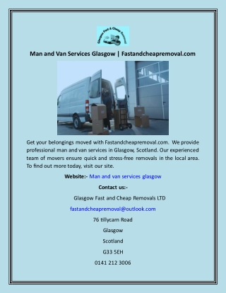 Man and Van Services Glasgow  Fastandcheapremoval