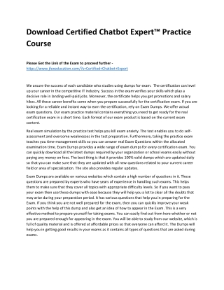 Download Certified Chatbot Expert™ Practice Course