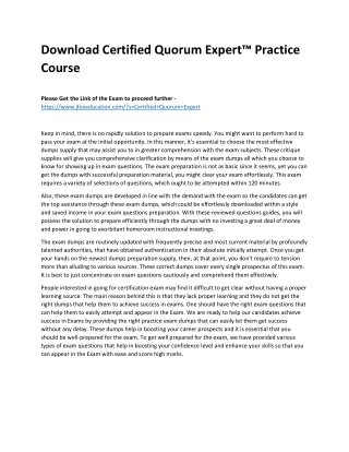 Download Certified Quorum Expert™ Practice Course