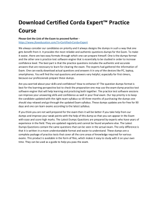 Download Certified Corda Expert™ Practice Course