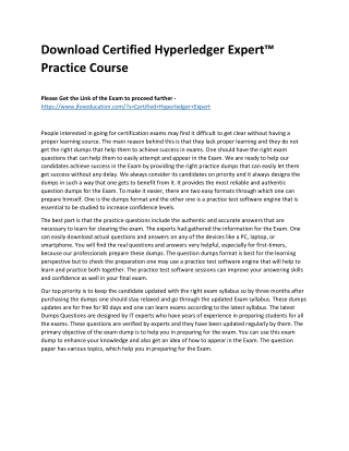 Download Certified Hyperledger Expert™ Practice Course