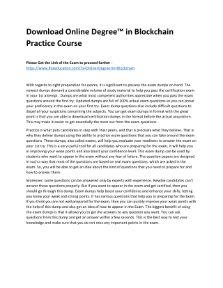 Download Online Degree™ in Blockchain Practice Course