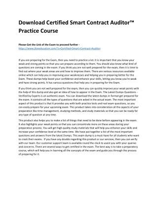 Download Certified Smart Contract Auditor™ Practice Course