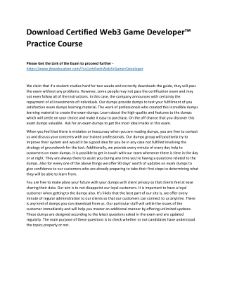 Download Certified Web3 Game Developer™ Practice Course