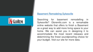 Basement Remodeling Sykesville  Gloremllc.com