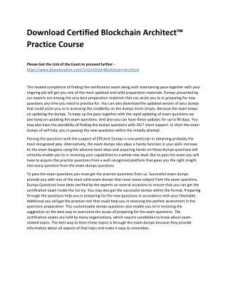 Download Certified Blockchain Architect™ Practice Course