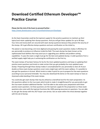 Download Certified Ethereum Developer™ Practice Course