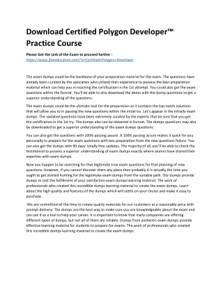 Download Certified Polygon Developer™ Practice Course