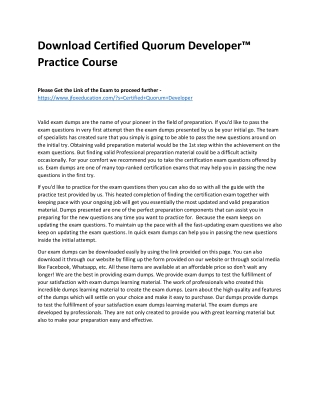 Download Certified Quorum Developer™ Practice Course